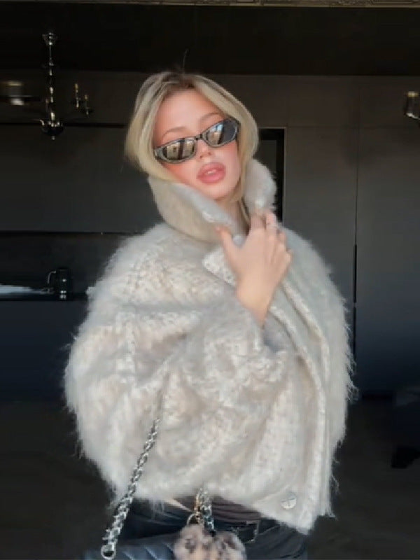 Autumn & Winter Stand-Collar Single-Breasted Sweater Coat