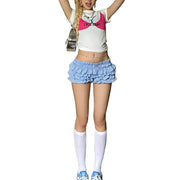 Casual Plaid Tiered Cake Shorts