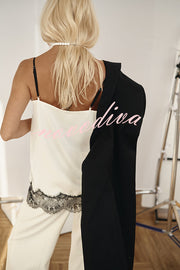 Versatile and Elegant Items Lace Petal Trim Cutout V-neck Slip Loose Tank