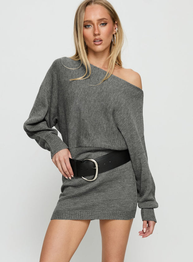 Bellamie Long Sleeve Mini Dress Grey