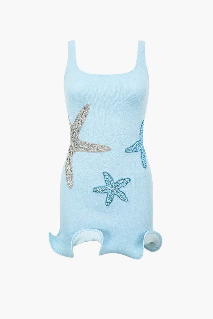 Starfish Embellishment Summer Mini Dress