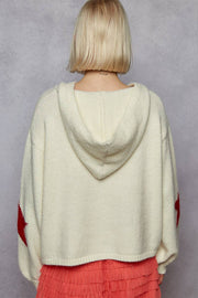Balloon sleeve star pattern stud detail mohair sweater top