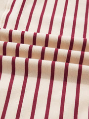 tripe Cropped Collared Drop Shoulder Pullover and Bubble Mini Skirt Set