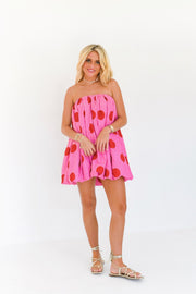 Keegan Mini Bubble Dress - Pink/Red Polka Dots