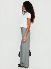 Idolised Tie Waist Pant Grey Pinstripe