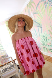 Keegan Mini Bubble Dress - Pink/Red Polka Dots