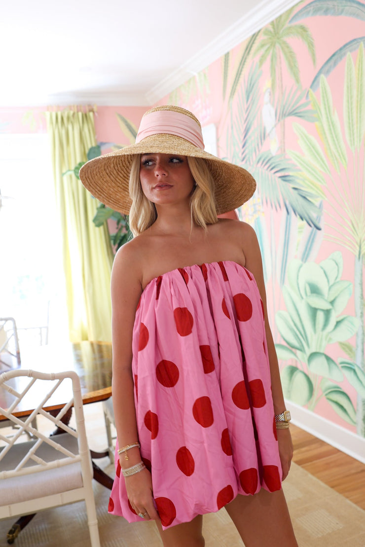 Keegan Mini Bubble Dress - Pink/Red Polka Dots