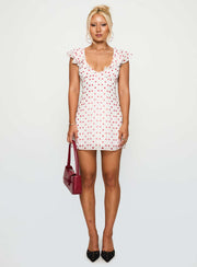 I Guess So Mini Dress White / Burgundy Petite