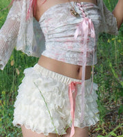 Zingj Lace Ruffled Shorts