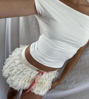 Zingj Lace Ruffled Shorts