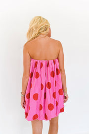 Keegan Mini Bubble Dress - Pink/Red Polka Dots