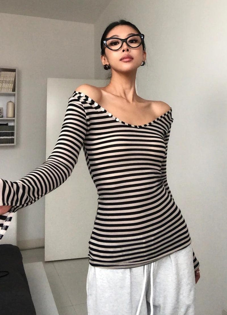 Black & White Striped Top
