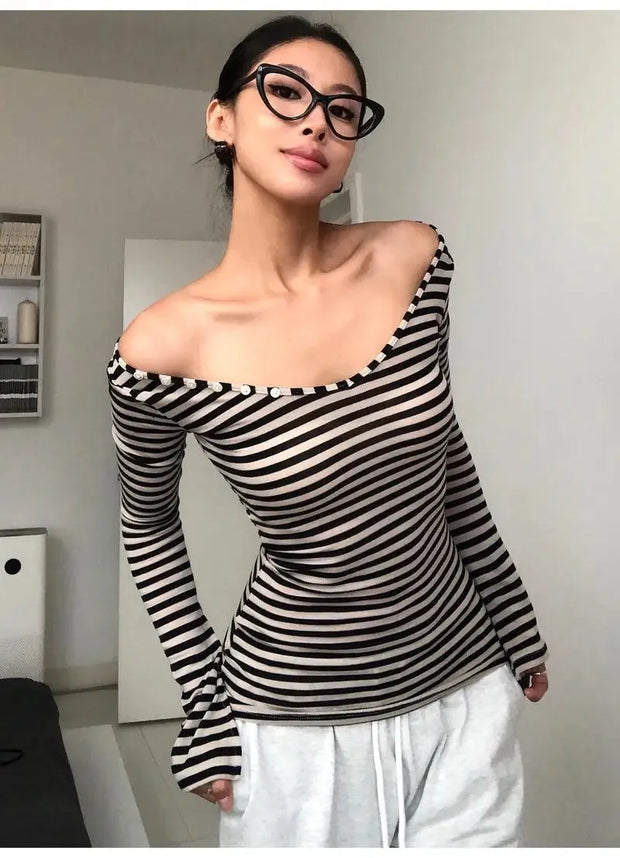 Black & White Striped Top