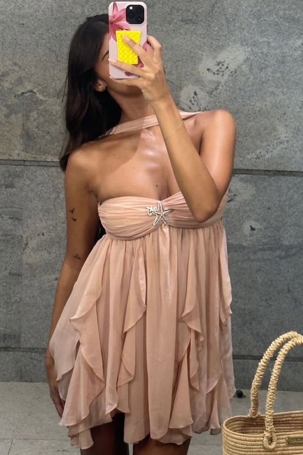 Chic A Line Sweetheart Pink Short Party Dress with Ruffles