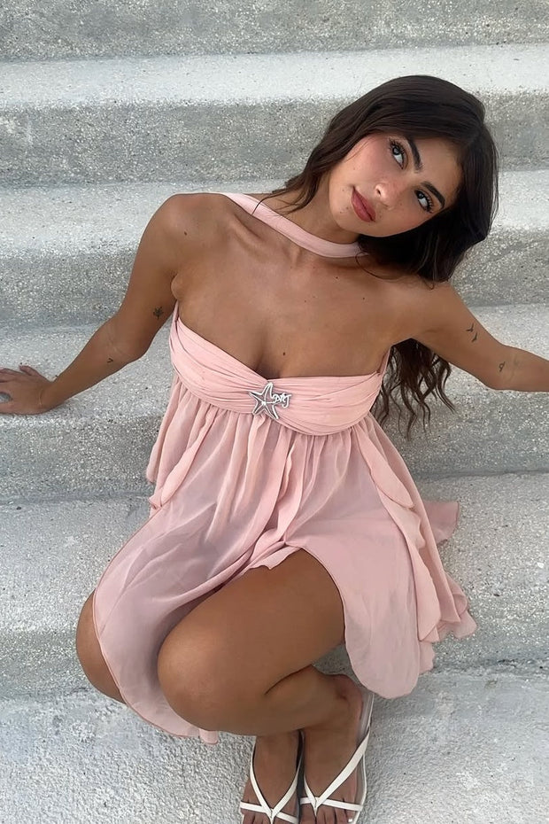 Chic A Line Sweetheart Pink Short Party Dress with Ruffles