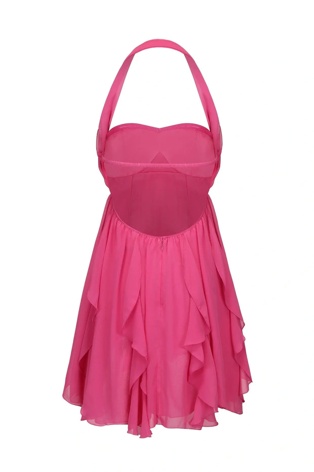 Chic A Line Sweetheart Pink Short Party Dress with Ruffles