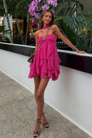 Chic A Line Sweetheart Pink Short Party Dress with Ruffles