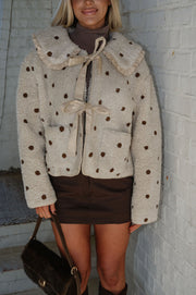 Polka Dot Tie Jacket-Natural