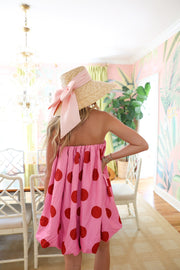 Keegan Mini Bubble Dress - Pink/Red Polka Dots