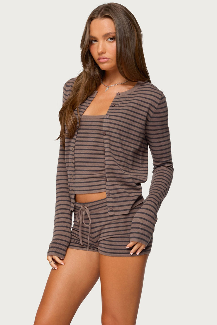 Lillian Striped Button Up Knit Cardigan