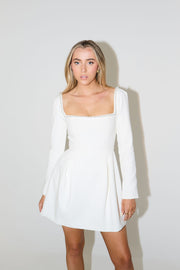 Océane Vêtements - Long Sleeve Square Neck Pearl Laced Dress