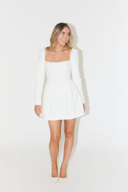 Océane Vêtements - Long Sleeve Square Neck Pearl Laced Dress