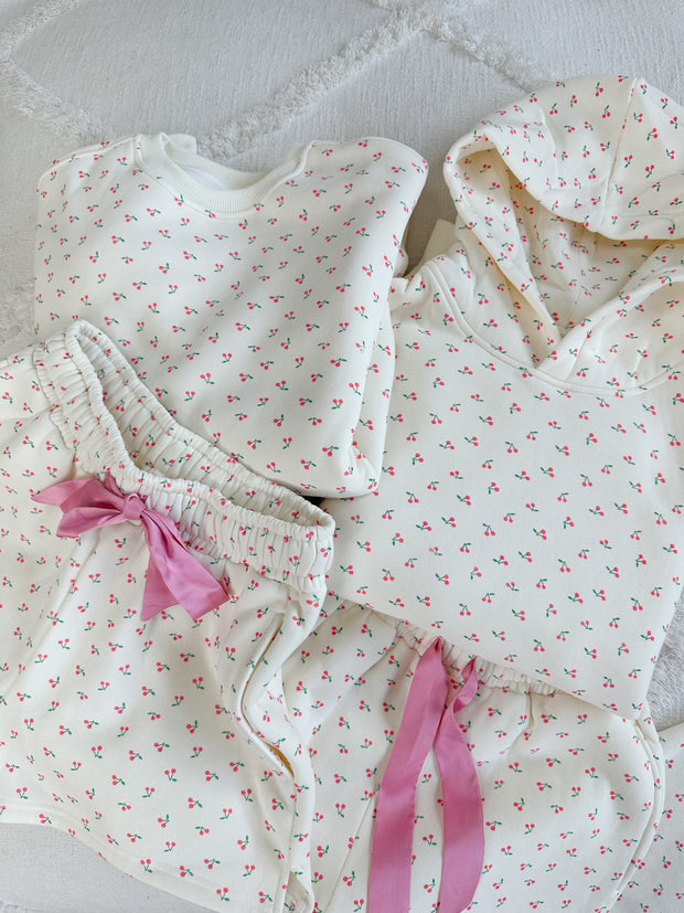 Blank Ivory Cherries All Over Hoodie