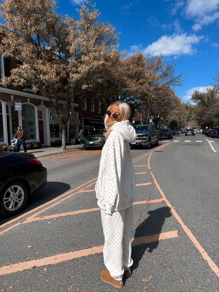 Blank Ivory Cherries All Over Hoodie