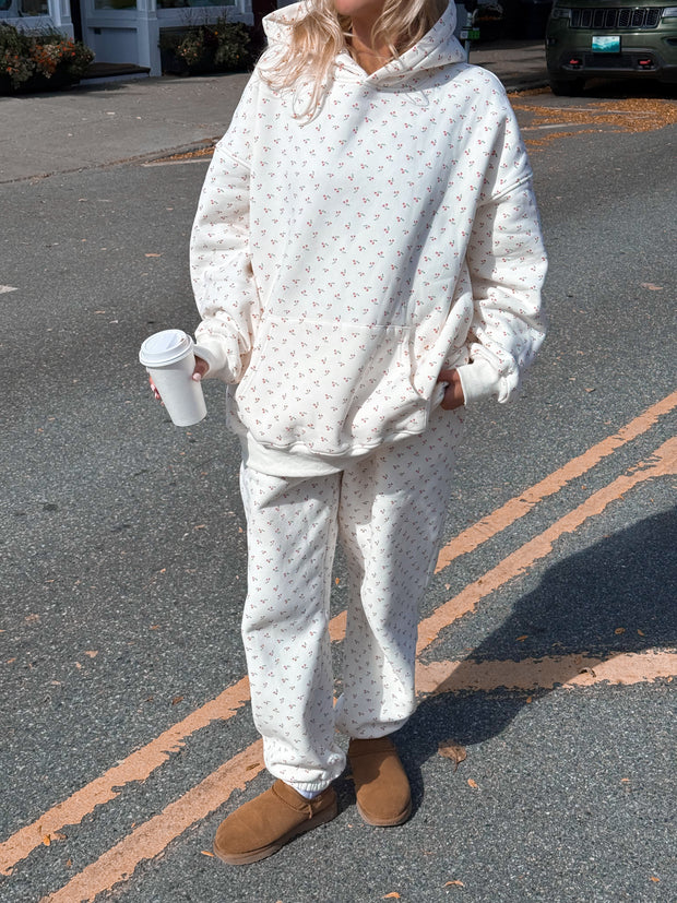 Blank Ivory Cherries All Over Hoodie