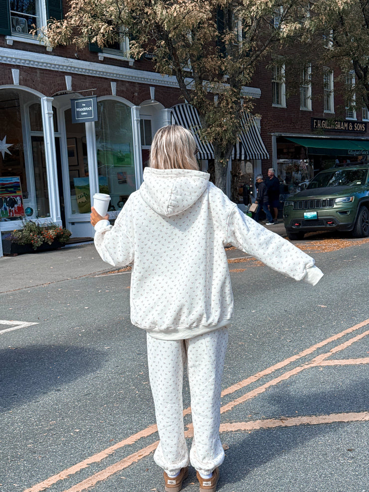 Blank Ivory Cherries All Over Hoodie