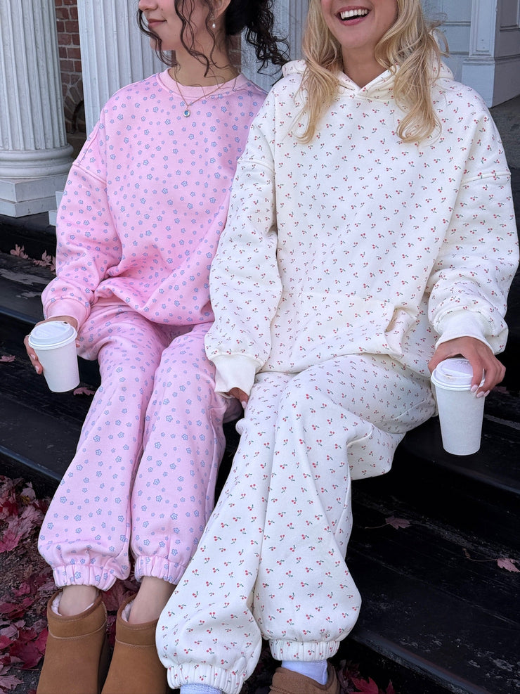 Blank Ivory Cherries All Over Hoodie