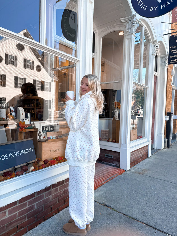 Blank Ivory Cherries All Over Hoodie