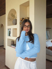 2025 Autumn/Winter New Arrival Women's Solid-Colour Button-Fastening Tie-Front Knitted Cardigan Classic Regular-Fit Basic Jumper