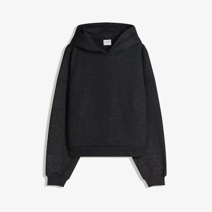 Black Glitter Bling Hooded Sweatshirt Women Casual Long Sleeve Basic Classic Style Pullovers  New Trendy Lady Sweatshirts Tops