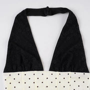 White Polka Dot V-neck Top And Mini Skirt Set