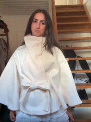 Belts Women Winter Woolen Coats 2025 Autumn Single Breasted Long Batwing Sleeve Female Jacket Solid Office Street Short Coat Top