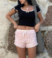 Zingj Lace Ruffled Shorts