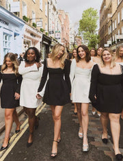 Océane Vêtements - Long Sleeve Square Neck Pearl Laced Dress