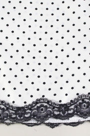 Lace-Trim V-Neck Polka Dot Halter Backless Mini Dress