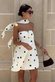Fashionable Polka Dot Strapless Mini Dress