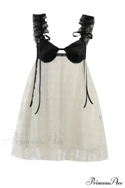 Floral Lace Backless Babydoll Dress with Corset Detail