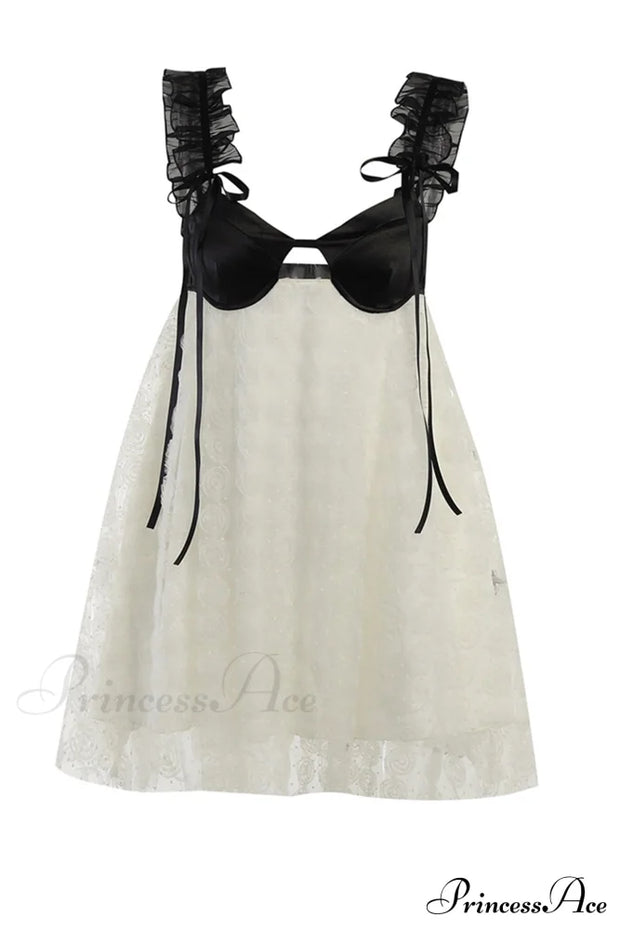 Floral Lace Backless Babydoll Dress with Corset Detail