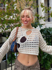 Women's Hot Girl Style Irregular Hollow Hollow Knitted Blouse