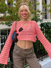 Women's Hot Girl Style Irregular Hollow Hollow Knitted Blouse