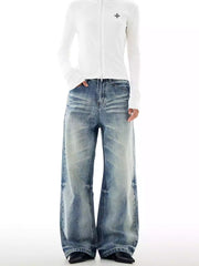 Blue Washed Straight Leg Jeans
