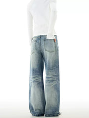 Blue Washed Straight Leg Jeans