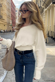 Off Shoulder Fitted Knit Sweater