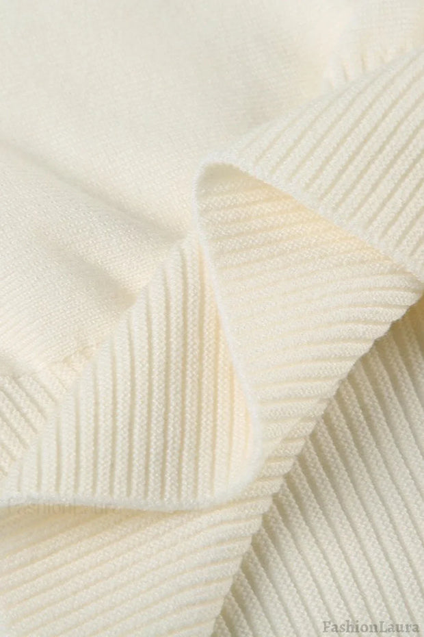 Off Shoulder Fitted Knit Sweater