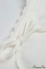 White Lace Trim Tiered Mini Skirt